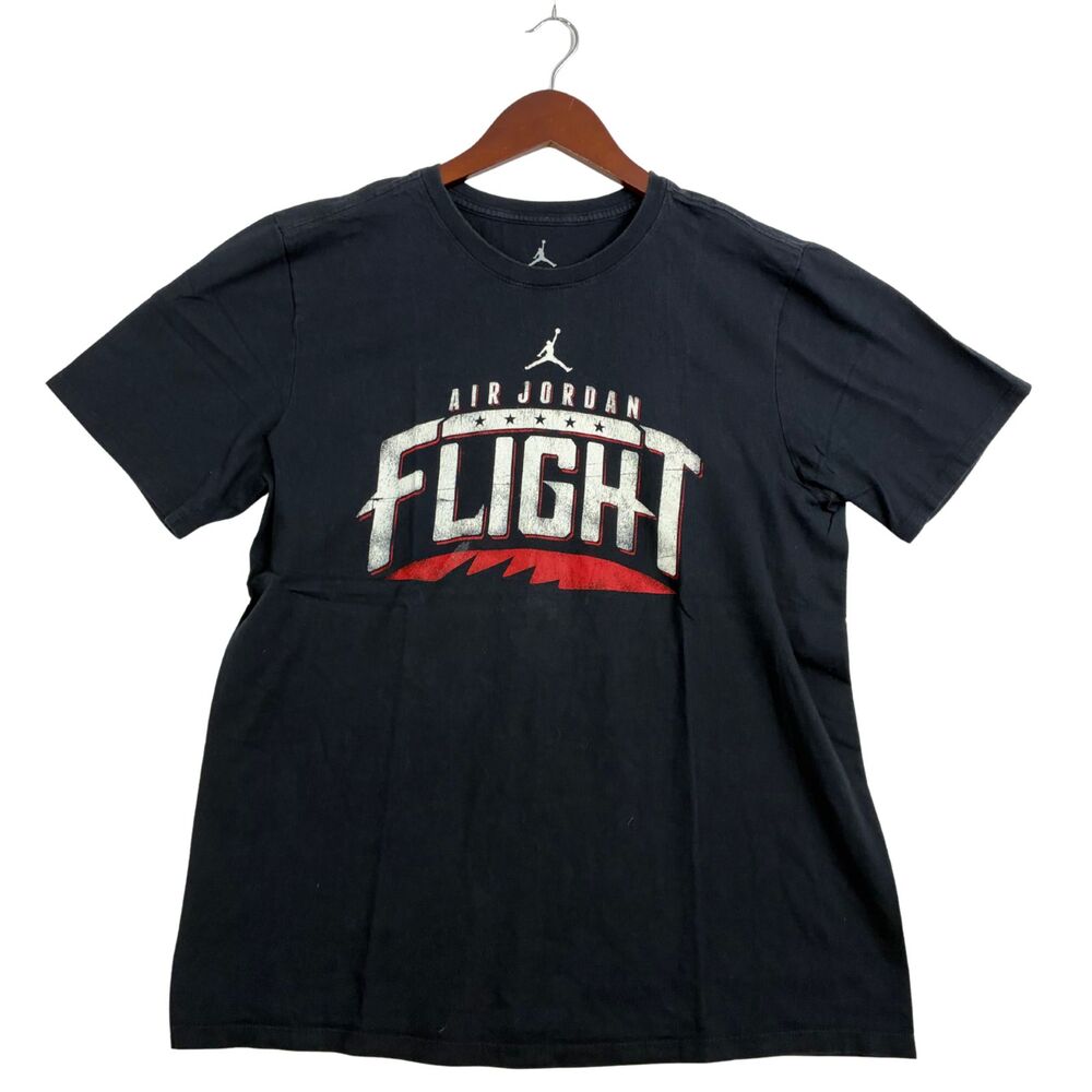 Nike Air Jordan Flight T Shirt Mens Large Black Jumpman Graphic Red White Tee